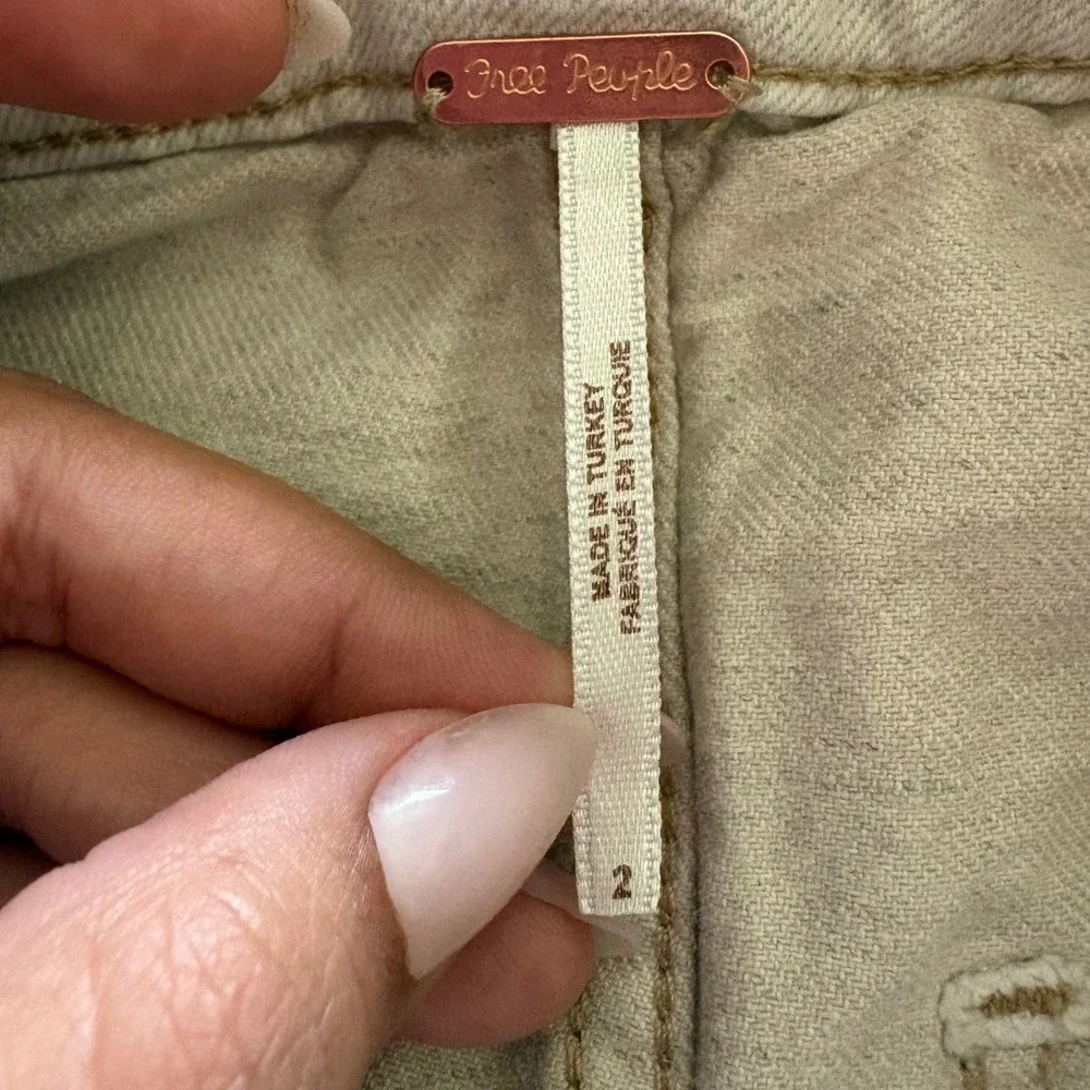 Free People Splendor In The Grass Skirt in Oatmeal‎ Paperbag Waist Cotton Sz 2